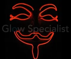 Glow Specialist EL WIRE ANONYMOUS - V FOR VENDETTA MASKER - ROOD