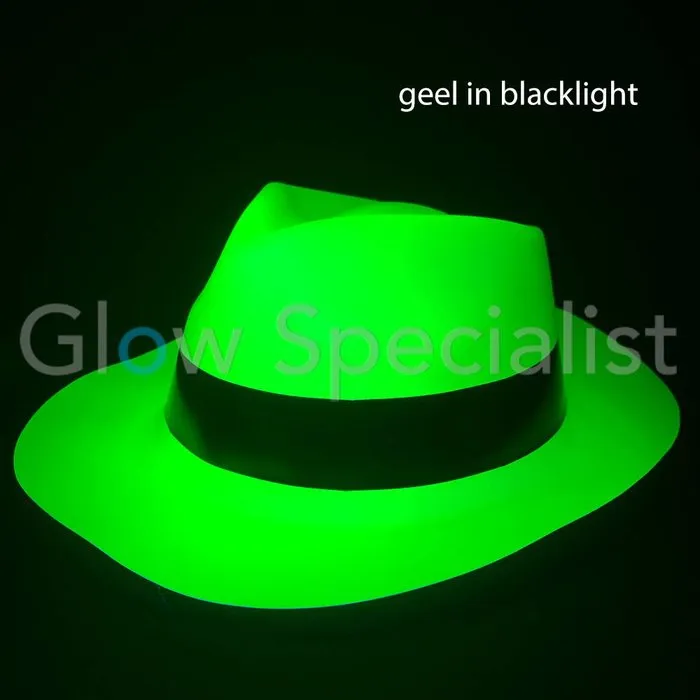 UV / BLACKLIGHT GANGSTER HAT - NEON YELLOW - 12 PCS