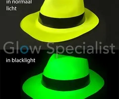 UV / BLACKLIGHT GANGSTER HAT - NEON YELLOW - 12 PCS