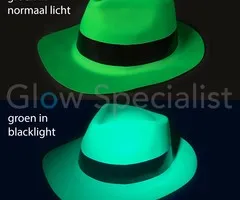 UV / BLACKLIGHT GANGSTER HAT - NEON GROEN - 12 PSC