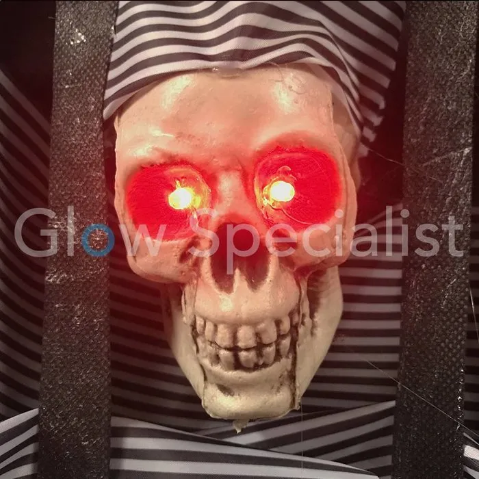 Europalms HALLOWEEN MUURDECORATIE MET GEVANGENE - MET RODE LED OGEN - 46 CM