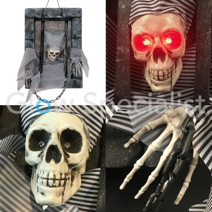 Europalms HALLOWEEN WALL DECORATION WITH PRISONER - WITH RED LED EYES - 46 CM