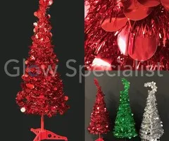 GLITTER SEQUINS CHRISTMAS TREE - 90 CM - RED