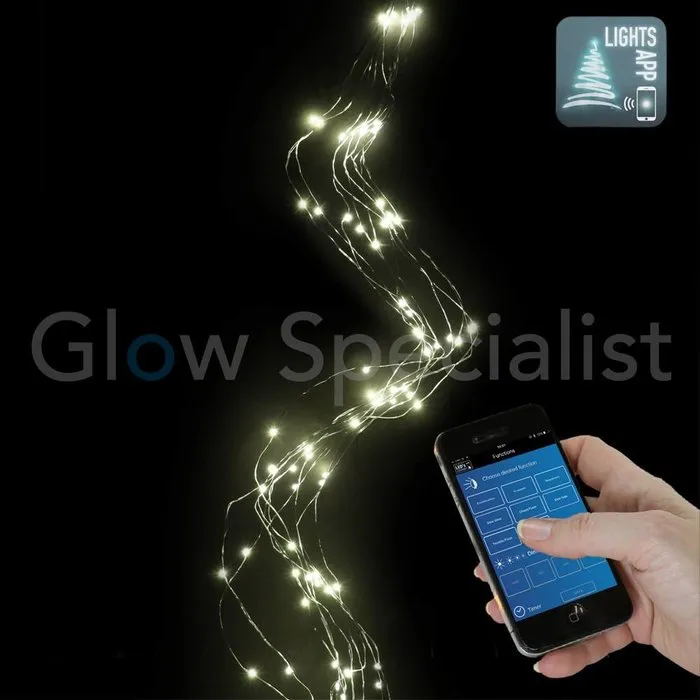 ZILVERDRAADVERLICHTING - 200 LED - WARM WIT - BEDIENING VIA SMARTPHONE APP