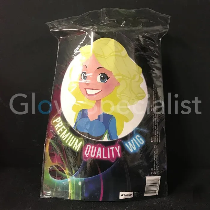 Glow Specialist NEON GELE PRUIK - LANG KRULLEND HAAR MET PONY