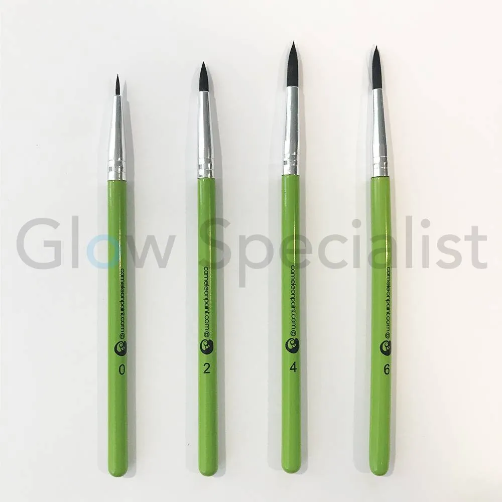 Cameleon CAMELEON PENSEEL - ZWARTE RONDE PUNT - NR 4 - KORT GROEN HANDVAT