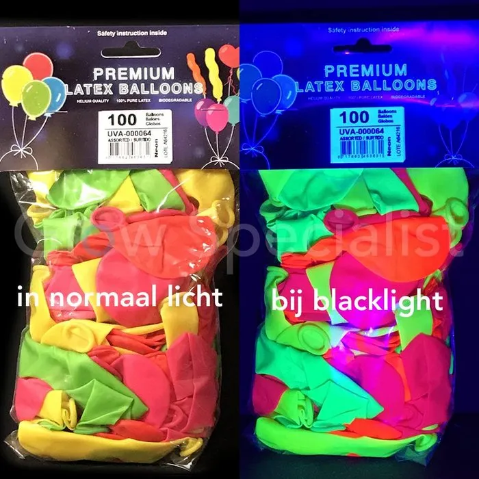 UV LATEX BALLONNEN - NEON MIX - 100 STUKS