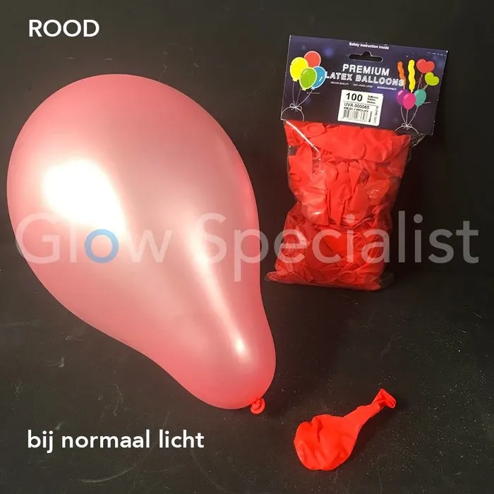 UV LATEX BALLOONS - NEON RED - 100 PIECES