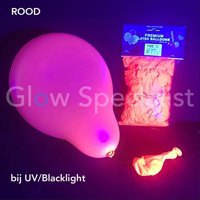 UV LATEX BALLOONS - NEON RED - 100 PIECES