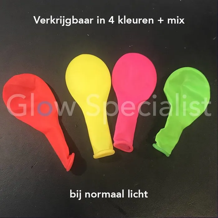 UV LATEX BALLONNEN - NEON MIX - 100 STUKS