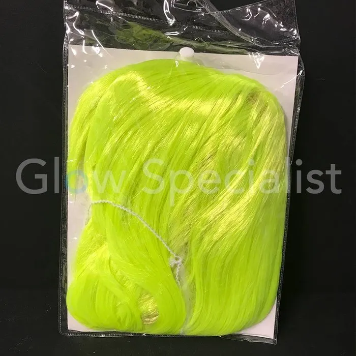 Glow Specialist NEON GELE PRUIK - LANG STEIL HAAR MET PONY