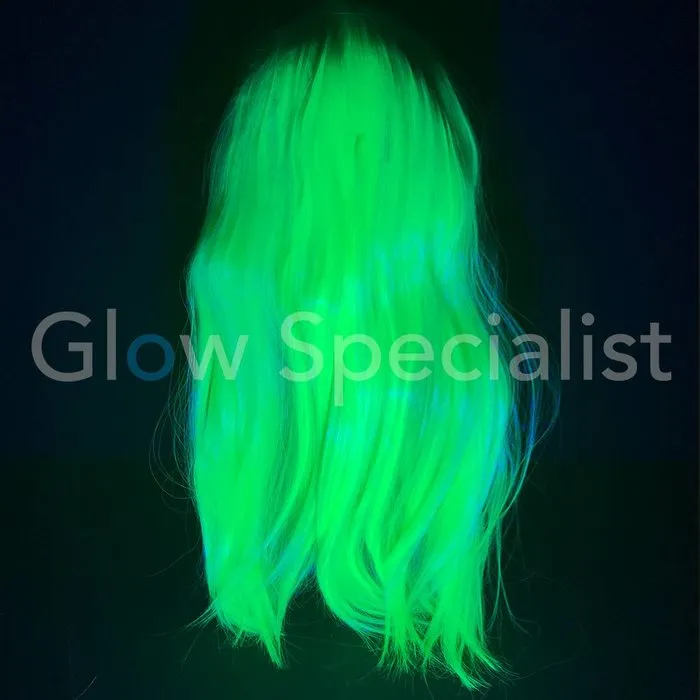Glow Specialist NEON GELE PRUIK - LANG STEIL HAAR MET PONY