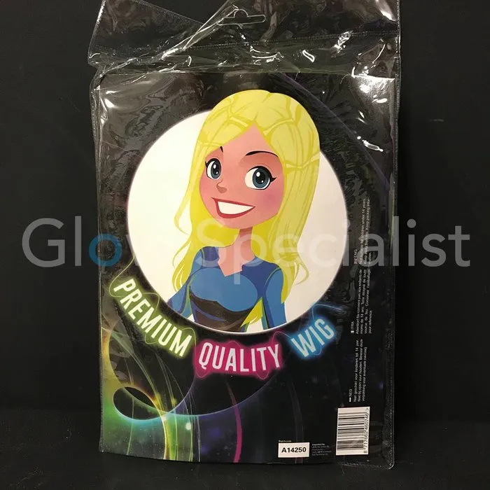 Glow Specialist NEON GELE PRUIK - LANG STEIL HAAR MET PONY