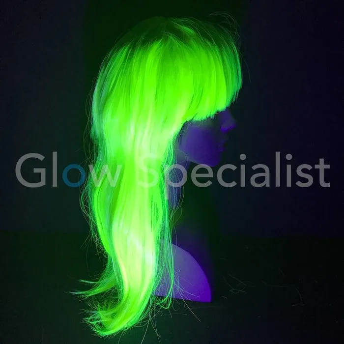 Glow Specialist NEON GREEN WIG - LONG STRAIGHT HAIR WITH BANGS