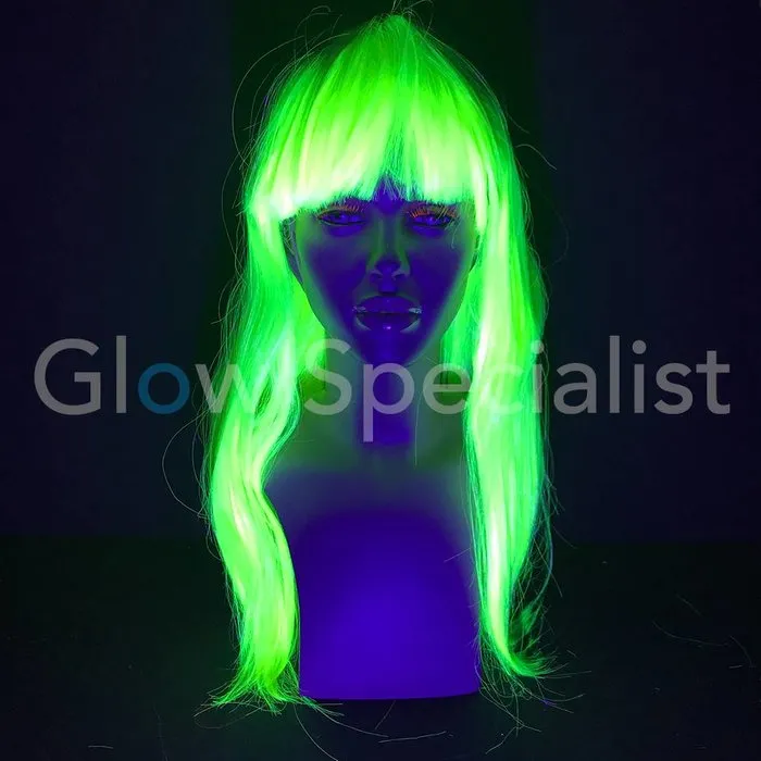 Glow Specialist NEON GREEN WIG - LONG STRAIGHT HAIR WITH BANGS