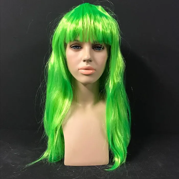 Glow Specialist NEON GREEN WIG - LONG STRAIGHT HAIR WITH BANGS
