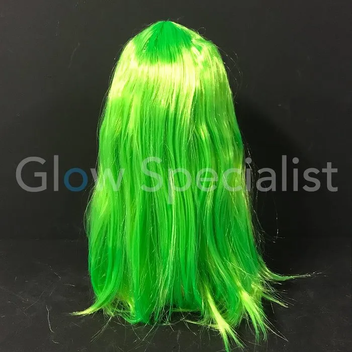 Glow Specialist NEON GROENE PRUIK - LANG STIJL HAAR MET PONY