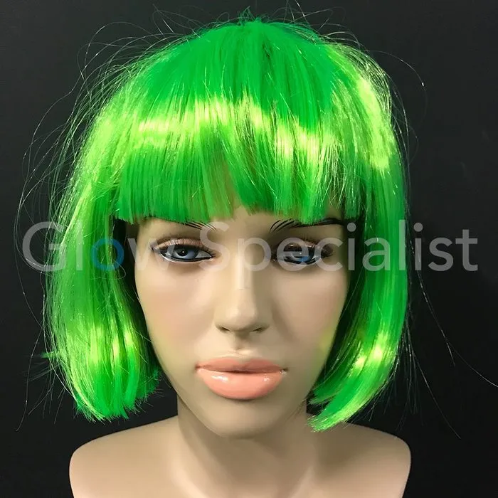 Glow Specialist NEON GROENE PRUIK - KORTE BOBLIJN MET PONY