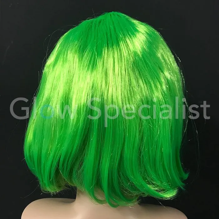 Glow Specialist NEON GREEN WIG - SHORT BOBLINE WITH BANGS