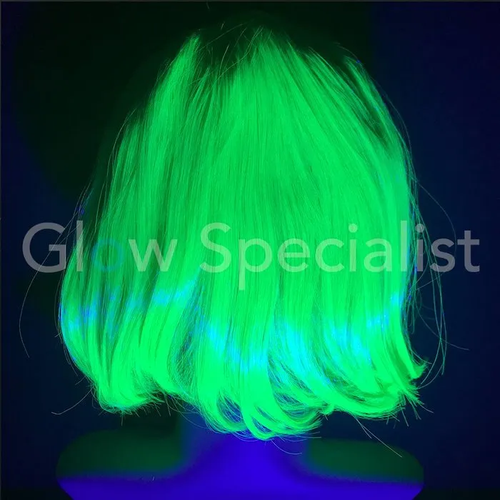 Glow Specialist NEON GREEN WIG - SHORT BOBLINE WITH BANGS