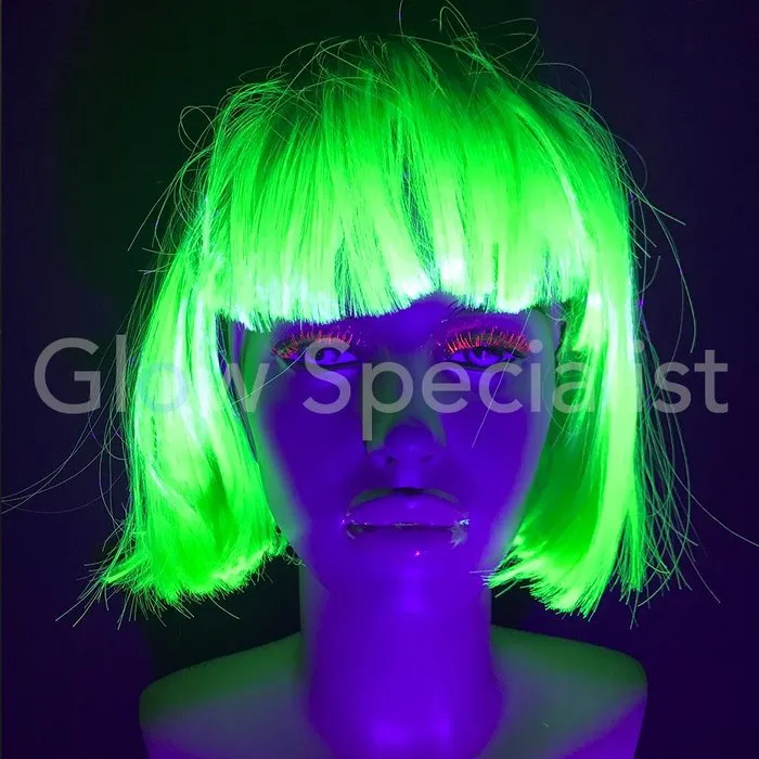 Glow Specialist NEON GROENE PRUIK - KORTE BOBLIJN MET PONY