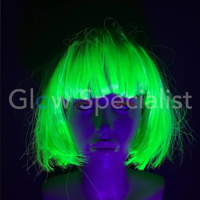 Glow Specialist NEON GROENE PRUIK - KORTE BOBLIJN MET PONY