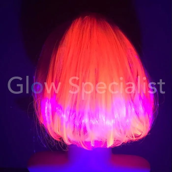 Glow Specialist NEON PINK WIG - SHORT BOB LINE WITH PONY