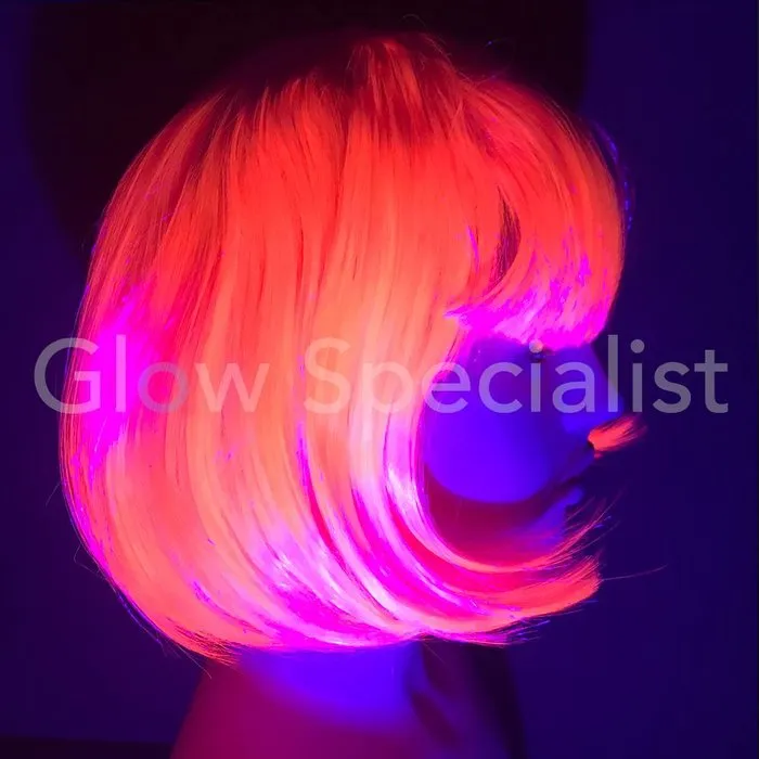 Glow Specialist NEON PINK WIG - SHORT BOB LINE WITH PONY