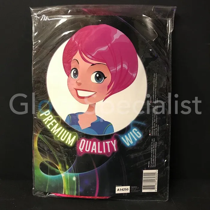 Glow Specialist NEON PINK WIG - SHORT BOB LINE WITH PONY