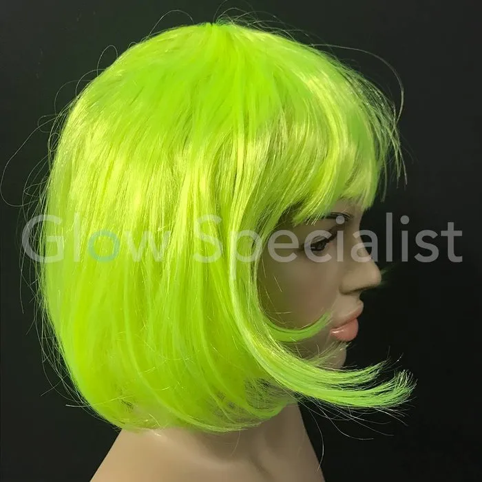 Glow Specialist NEON YELLOW WIG - SHORT BOBLINE WITH BANGS