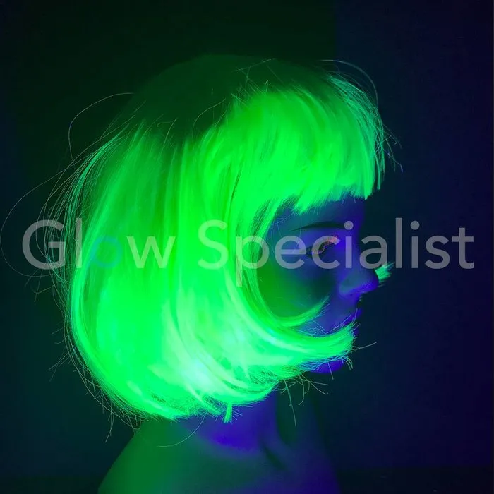 Glow Specialist NEON YELLOW WIG - SHORT BOBLINE WITH BANGS
