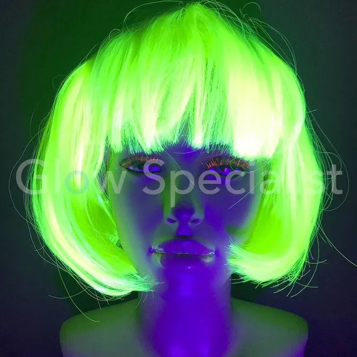 Glow Specialist NEON YELLOW WIG - SHORT BOBLINE WITH BANGS