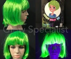 Glow Specialist NEON GROENE PRUIK - KORTE BOBLIJN MET PONY