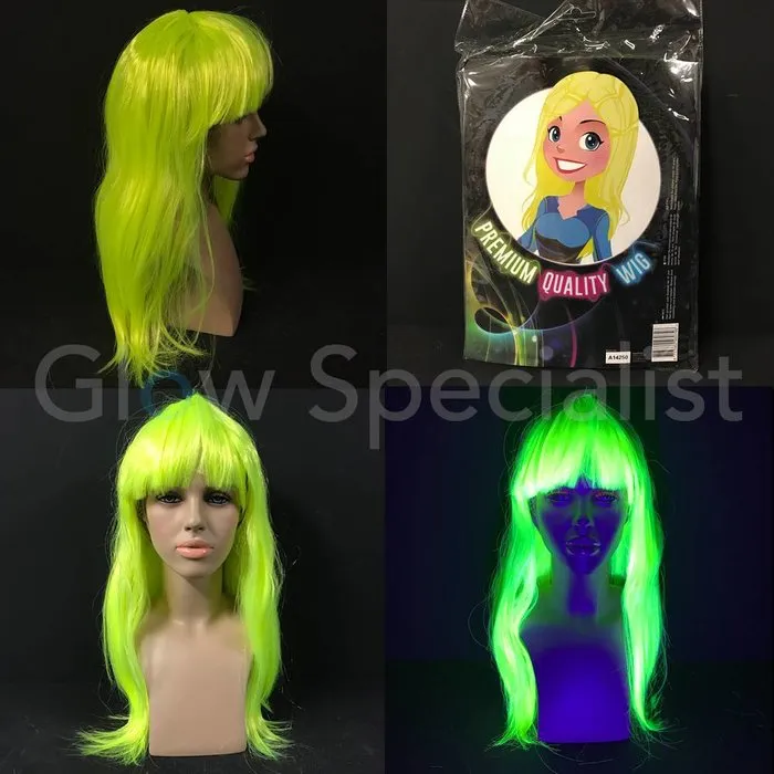 Glow Specialist NEON YELLOW WIG - LONG STRAIGHT HAIR WITH BANGS