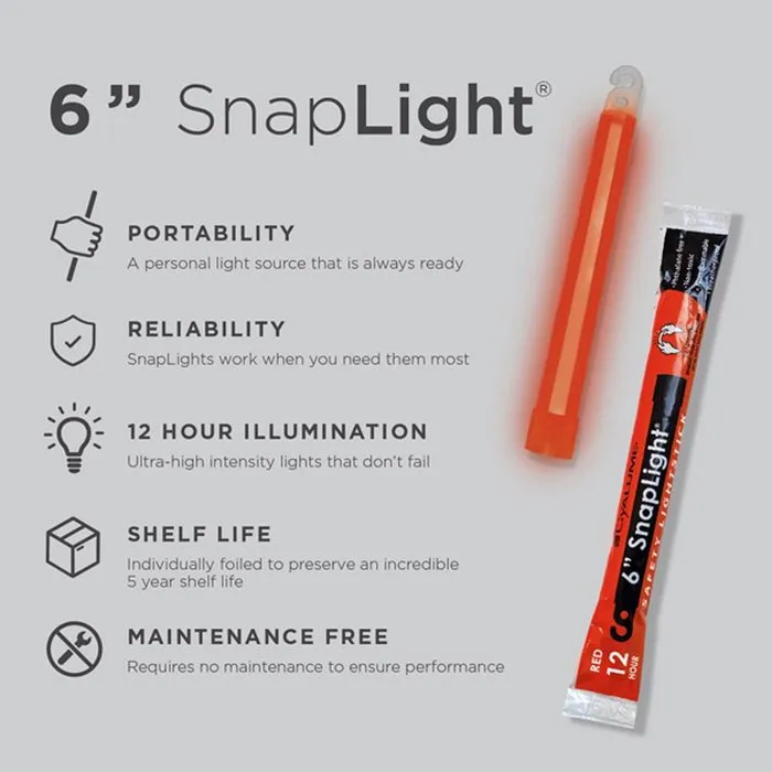 Cyalume Cyalume SnapLight 6" – 15 cm x 17 mm – Professionele militair‑grade glowstick – 12 uur licht – Individueel verpakt – 5 jaar houdbaar