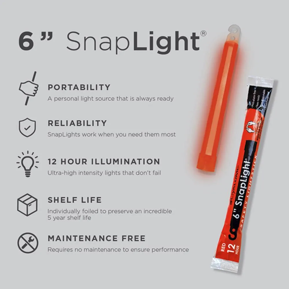 Cyalume Cyalume SnapLight 6" – 15 cm x 17 mm – Professionele militair‑grade glowstick – 12 uur licht – Individueel verpakt – 5 jaar houdbaar