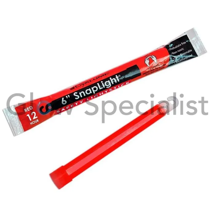 Cyalume Cyalume SnapLight 6" – 15 cm x 17 mm – Military‑grade professional glowstick – 12‑hour light – Individually wrapped – 5‑year shelf life