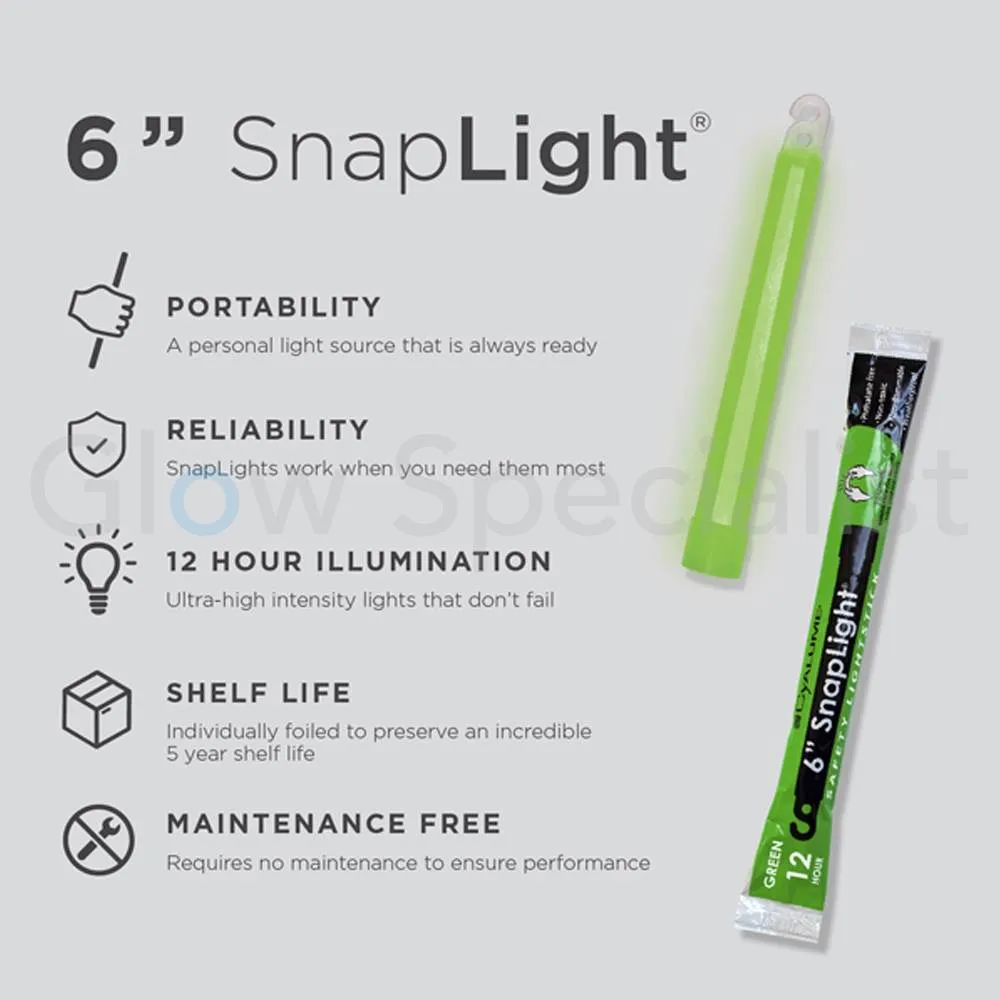 Cyalume Cyalume SnapLight 6" – 15 cm x 17 mm – Professionele militair‑grade glowstick – 12 uur licht – Individueel verpakt – 5 jaar houdbaar