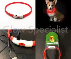 LED HALSBAND VOOR HONDEN - OPLAADBAAR MET USB KABEL - ROOD - 3 MATEN