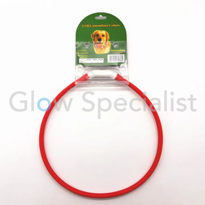 LED HALSBAND VOOR HONDEN - OPLAADBAAR MET USB KABEL - ROOD - 3 MATEN