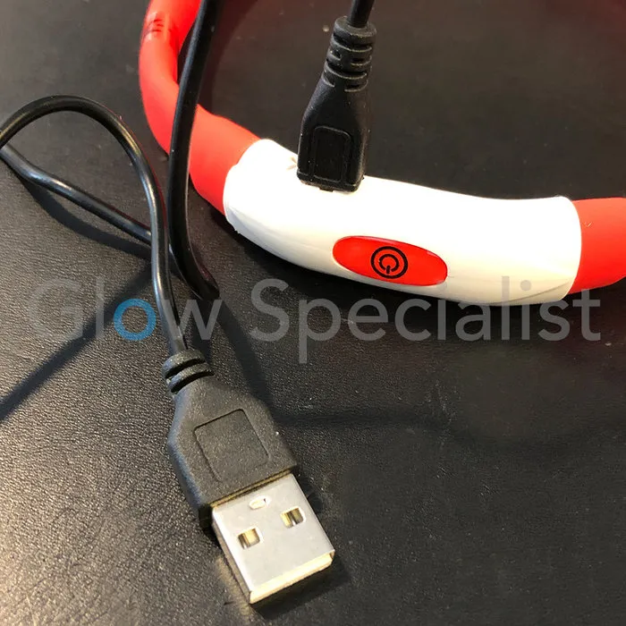 LED HALSBAND VOOR HONDEN - OPLAADBAAR MET USB KABEL - ROOD - 3 MATEN