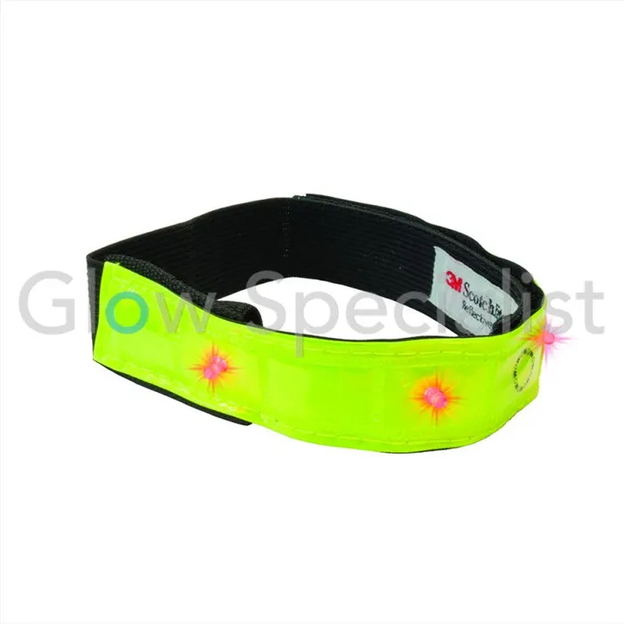 XQ Max NEON YELLOW REFLECTIVE BAND WITH 4 RED LED LIGHTS