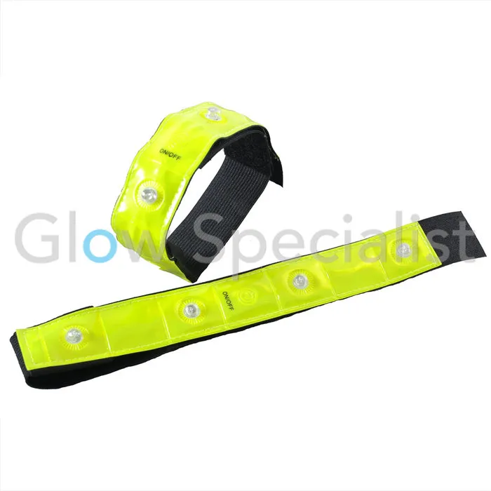 XQ Max NEON YELLOW REFLECTIVE BAND WITH 4 RED LED LIGHTS