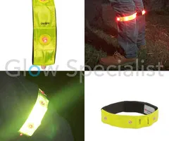 XQ Max NEON YELLOW REFLECTIVE BAND WITH 4 RED LED LAMPS
