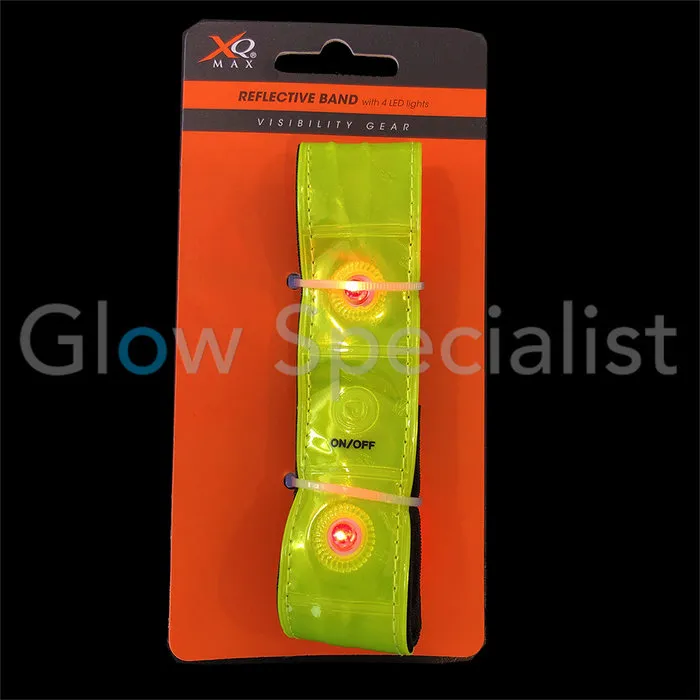 XQ Max NEON YELLOW REFLECTIVE BAND WITH 4 RED LED LIGHTS
