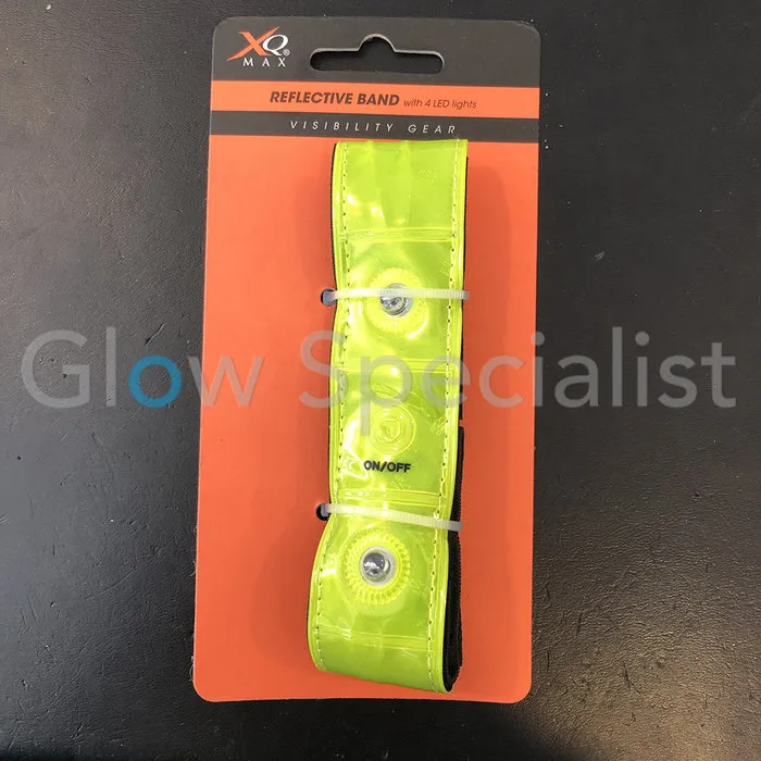 XQ Max NEON YELLOW REFLECTIVE BAND WITH 4 RED LED LIGHTS