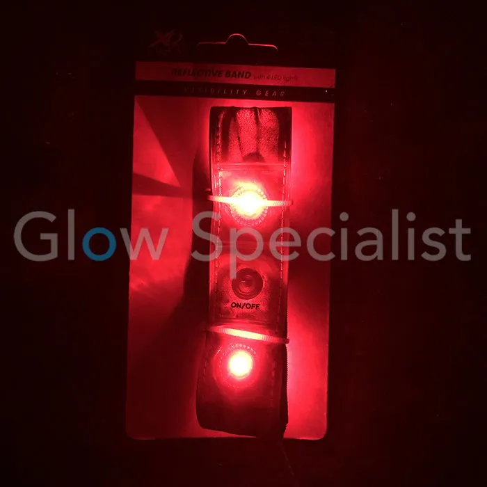 XQ Max NEON YELLOW REFLECTIVE BAND WITH 4 RED LED LIGHTS