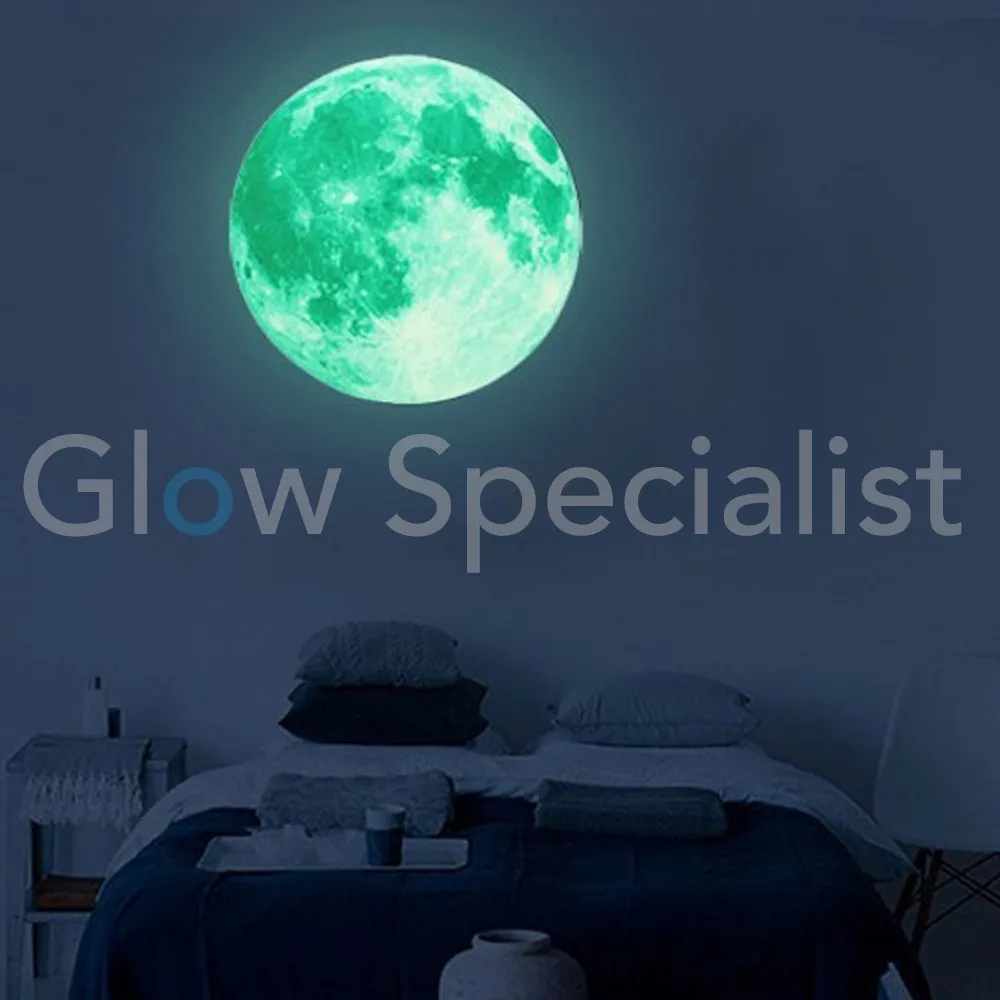 Glow in the Dark Full Moon – Luminous Wall Decoration – 3 Sizes (Ø20/30/40 cm)