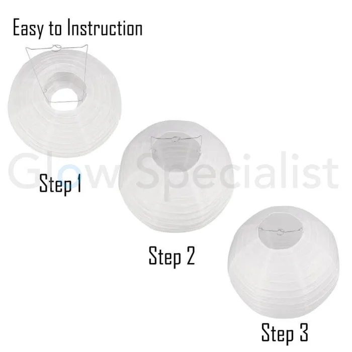 WITTE PAPIEREN LAMPIONNEN - 3 MATEN - SET VAN 30