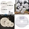 WHITE PAPER LANTERNS - 3 SIZES - SET OF 10